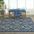 thumbnail image 1 of Nourison Caribbean Indoor/Outdoor Geometric Floral Navy 5'3" x SQUARE Area Rug, (5' Square), 1 of 11