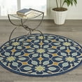 thumbnail image 1 of Nourison Caribbean Indoor/Outdoor Retro Floral Navy 4' x ROUND Area Rug, (4' Round), 1 of 10