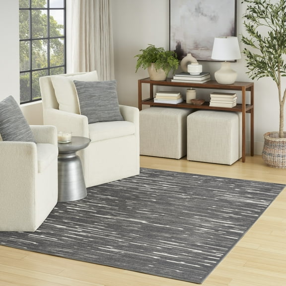 Nourison Casual 5'3" x 7' Grey Modern Indoor Rug