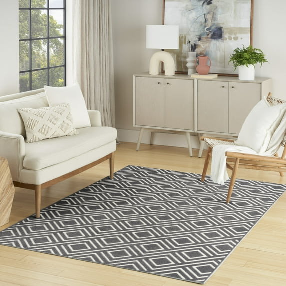 Nourison Casual 5'3" x 7' Grey Modern Indoor Rug