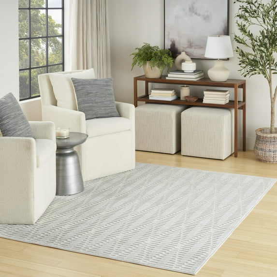 Nourison Casual 5'3" x 7' Light Grey Modern Indoor Rug