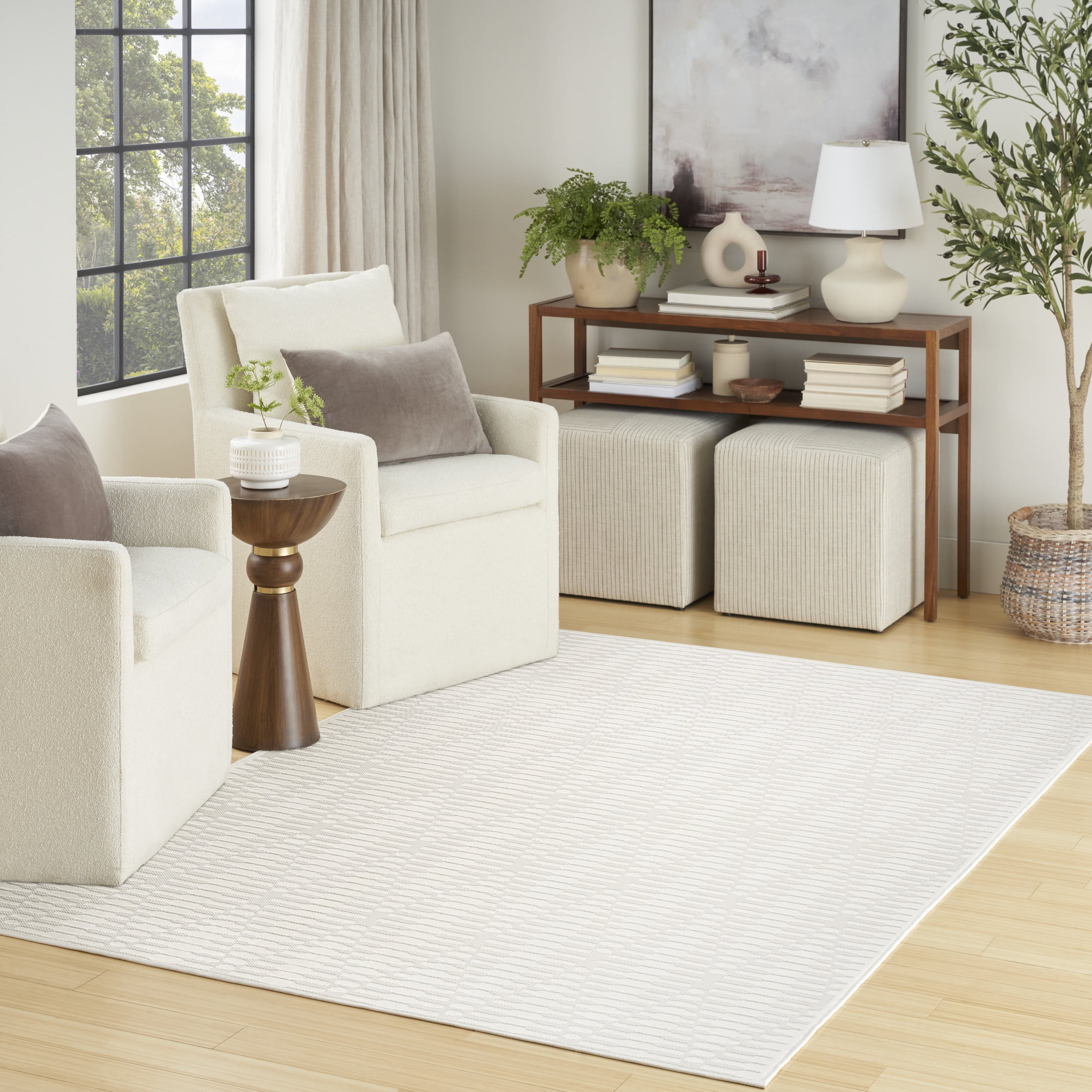 Nourison Casual 6'7" x 9'2" Ivory Modern Indoor Rug