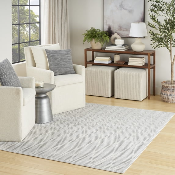 Nourison Casual 6'7" x 9'2" Light Grey Modern Indoor Rug