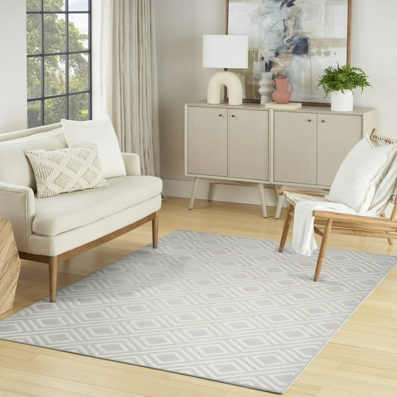 Nourison Casual 6'7" x 9'2" Light Grey Modern Indoor Rug