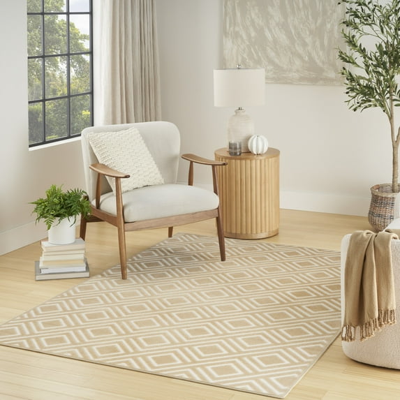 Nourison Casual 6'7" x 9'2" Taupe Modern Indoor Rug