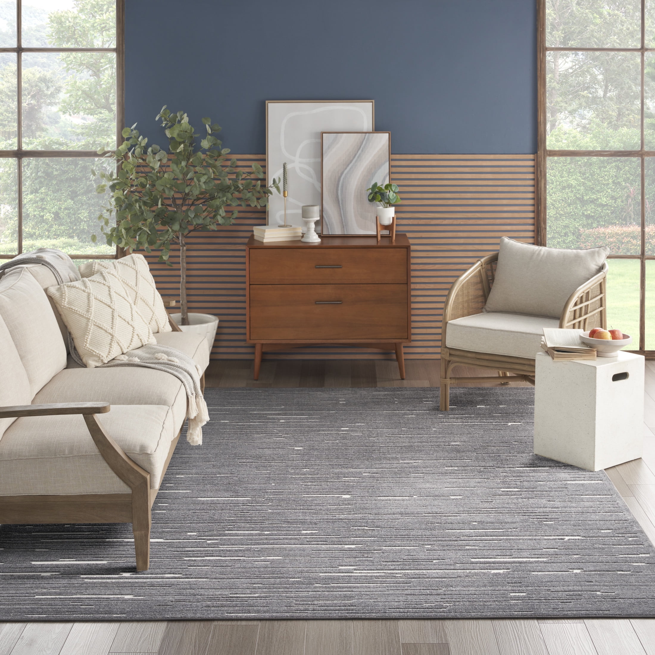 Nourison Casual 7'10" x 9'10" Grey Modern Indoor Rug