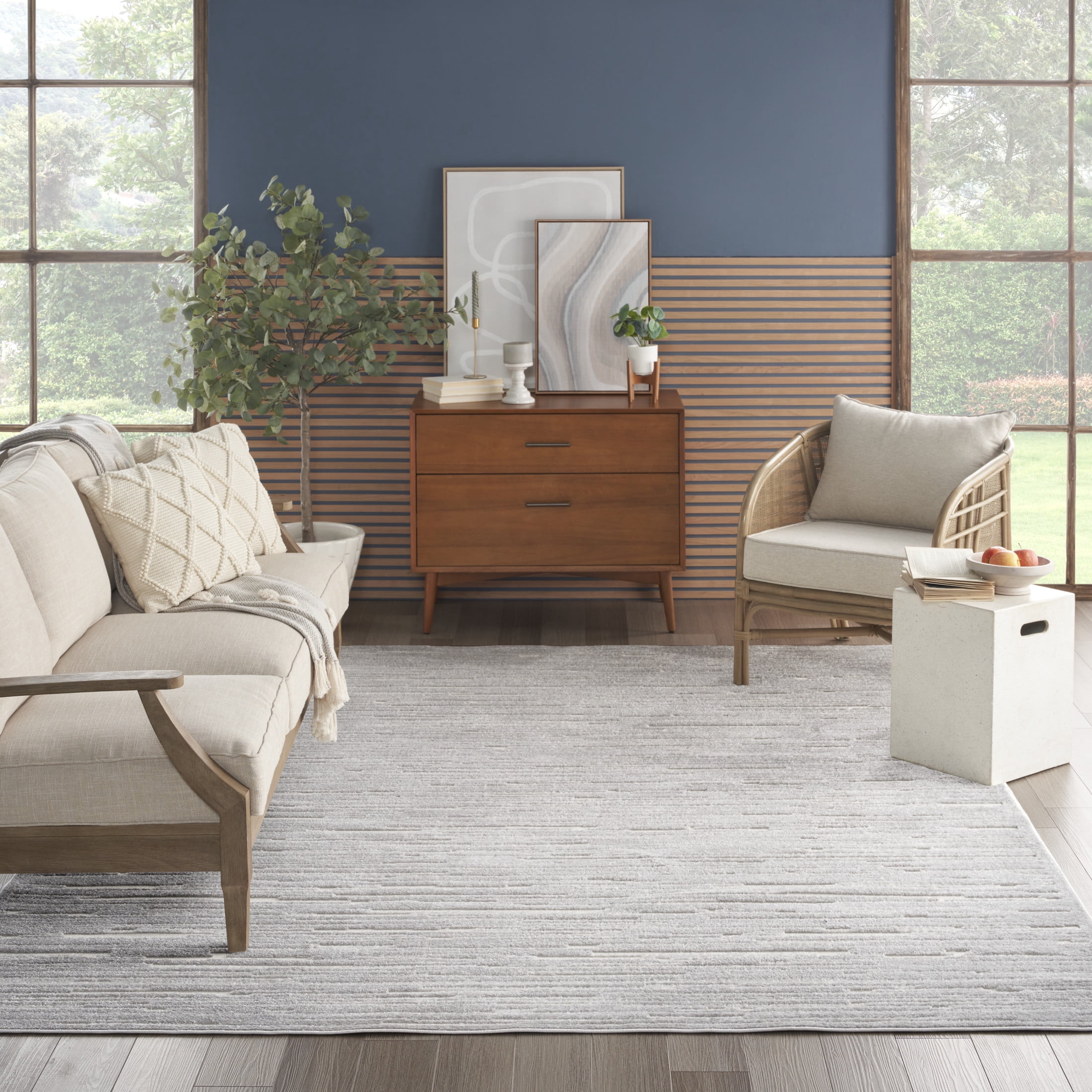 Nourison Casual 7'10" x 9'10" Light Grey Modern Indoor Rug