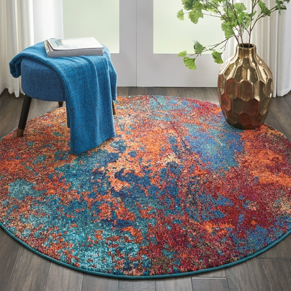 Nourison Celestial Abstract Atlantic 4' x ROUND Area Rug, (4 Round)