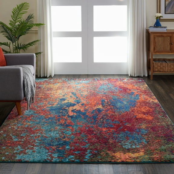 Nourison Celestial Abstract Atlantic 6'7" x 9'7" Area Rug, (7x10)