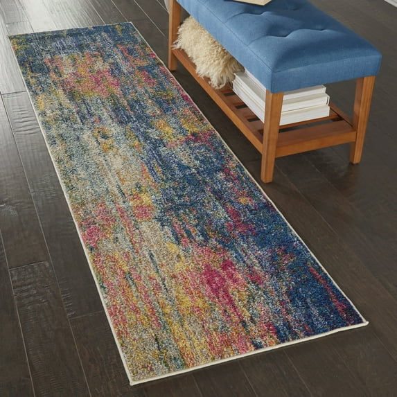 Nourison Celestial Abstract Blue/Yellow 2' x 6' Area Rug, (2x6)