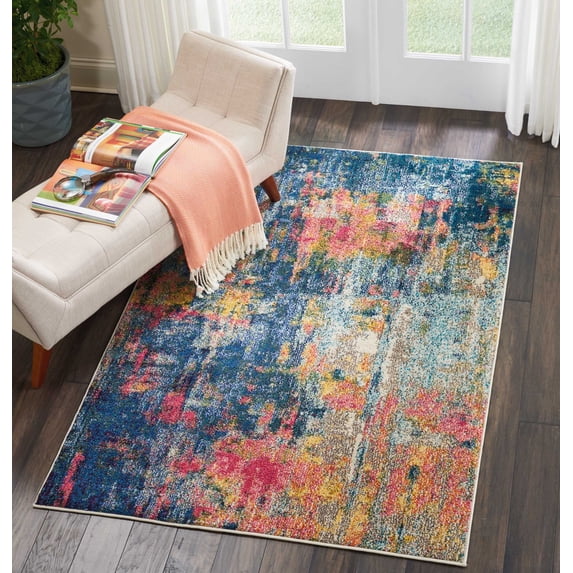 Nourison Celestial Abstract Blue/Yellow 3'11" x 5'11" Area Rug, (4x6)