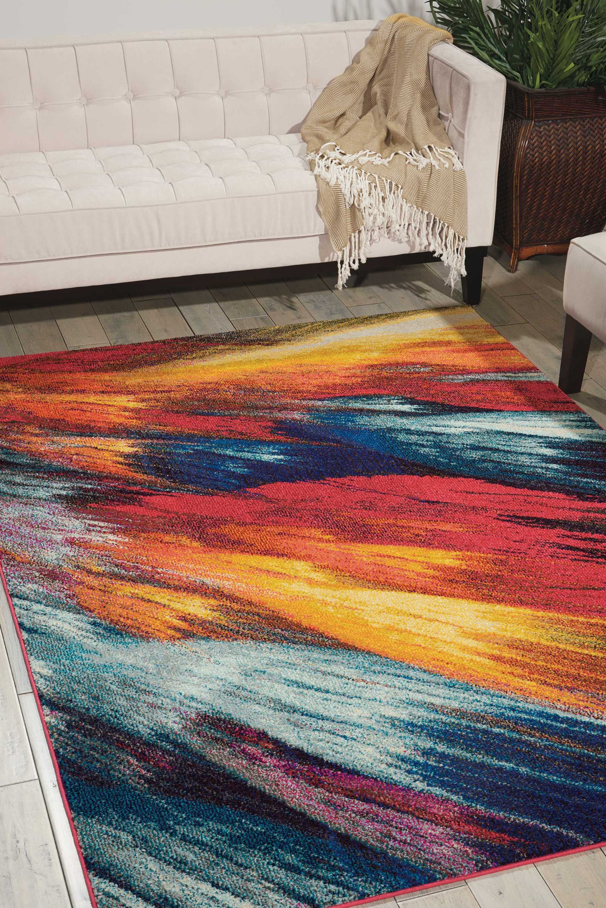 Celestial Supernova Burst 5'3" x 7'3" Abstract Area Rug