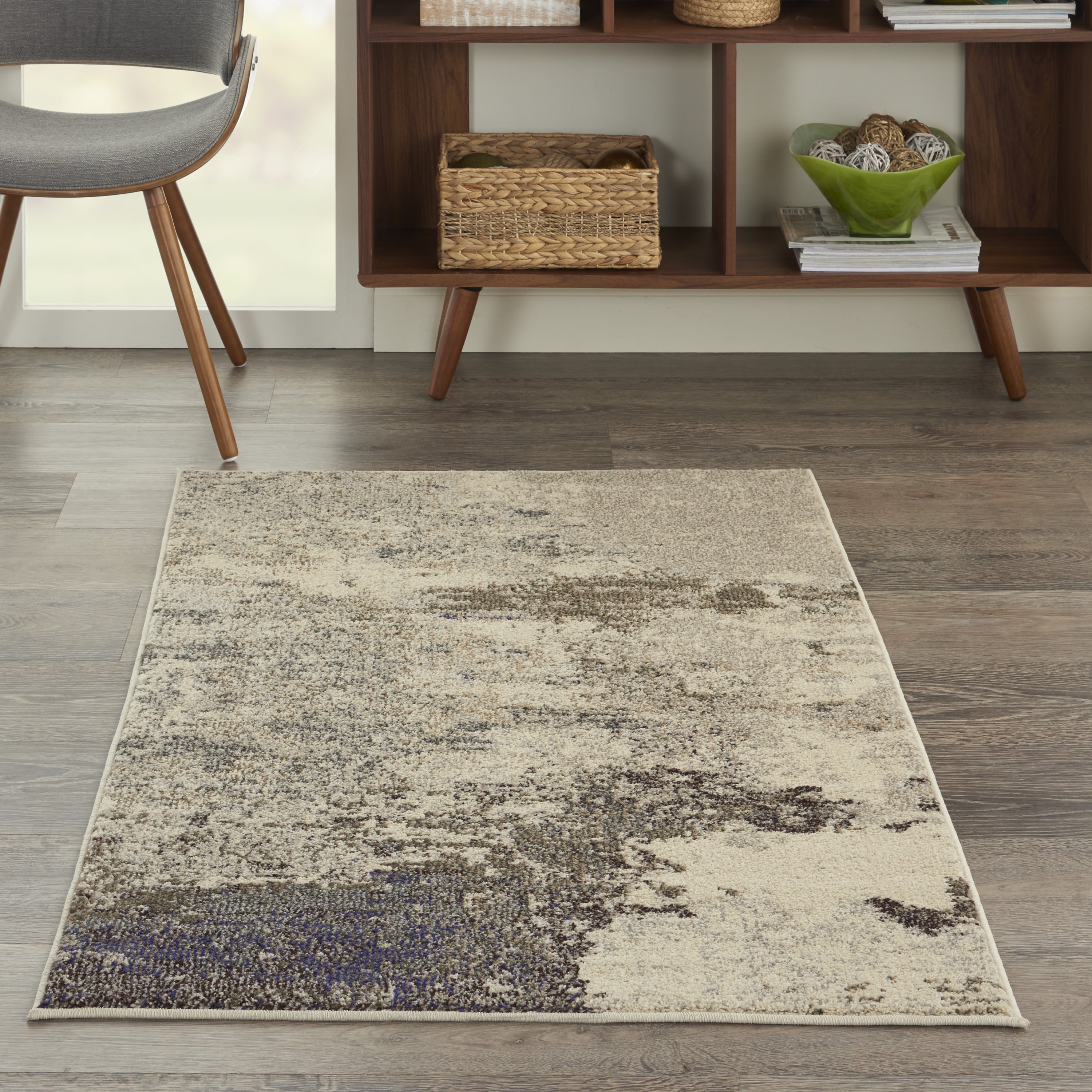Nourison, Area Rug, 3' x 5', Abstract Ivory Grey Modern Design ...