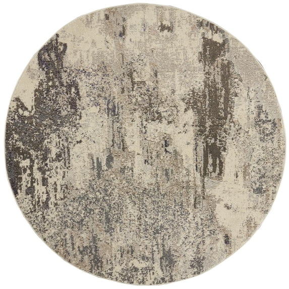 Nourison Celestial Abstract Ivory/Grey 7'10" x round Area Rug, (8 Round)