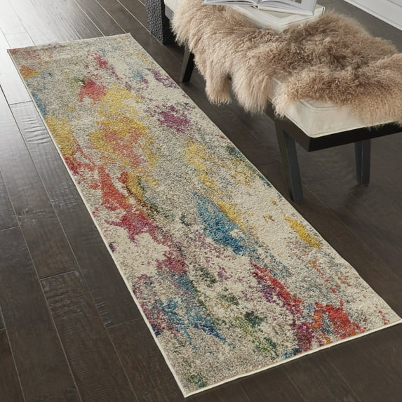 Nourison Celestial Abstract Ivory/Multicolor 2' x 6' Area Rug, (2x6)