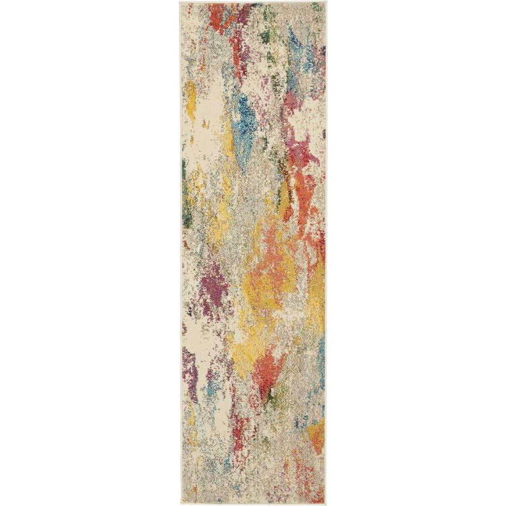 Ivory and Multicolor Abstract Hand-knotted Area Rug