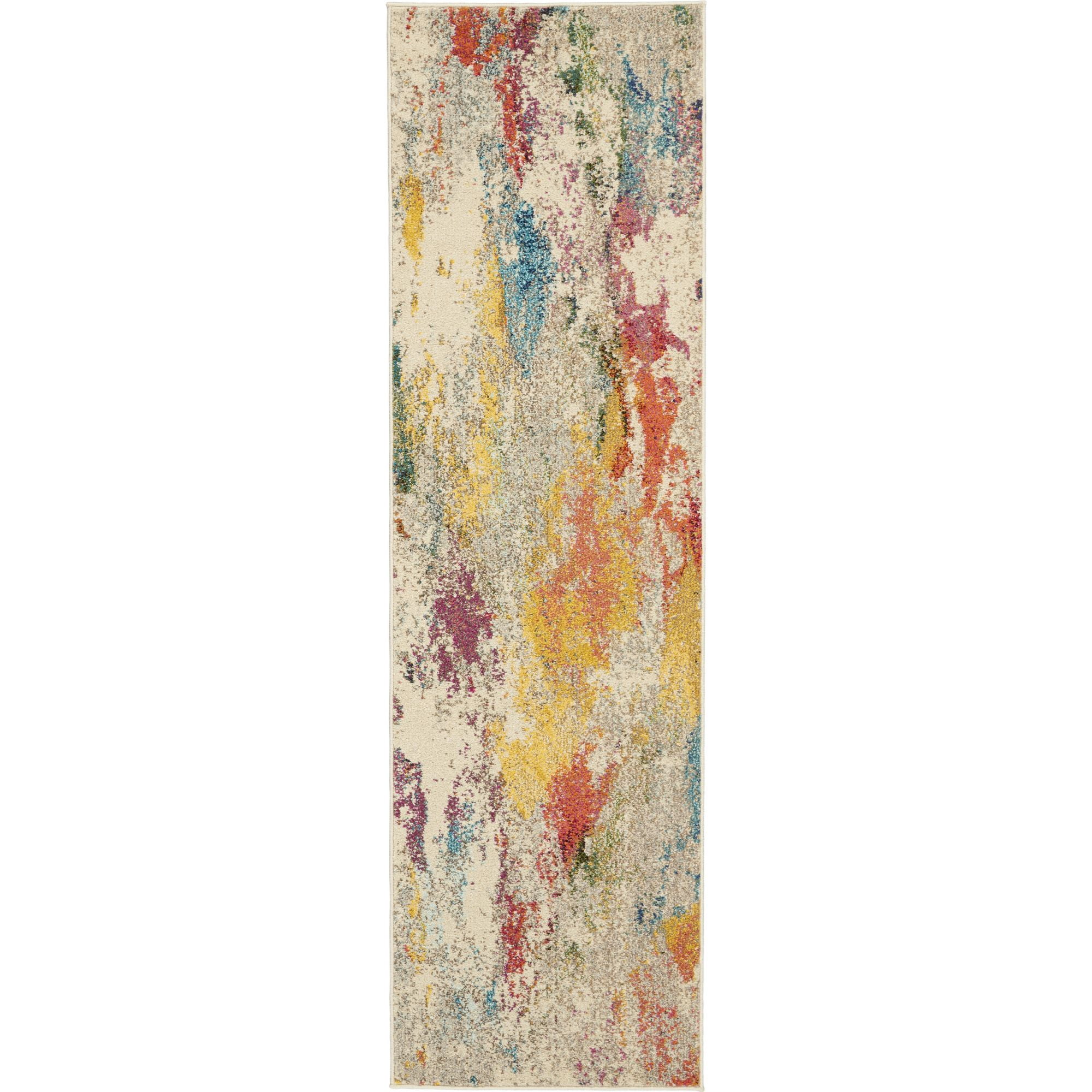 Ivory and Multicolor Abstract Hand-knotted Area Rug