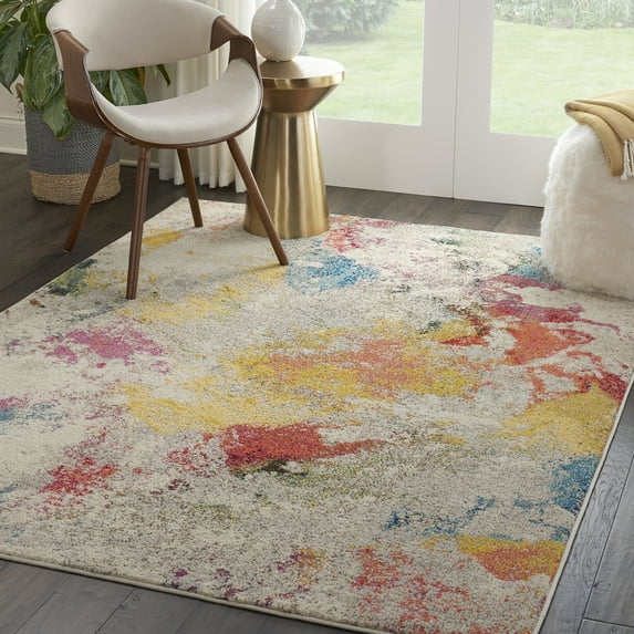 Nourison Celestial Abstract Ivory/Multicolor 5'3" x 7'3" Area Rug, (5x7)