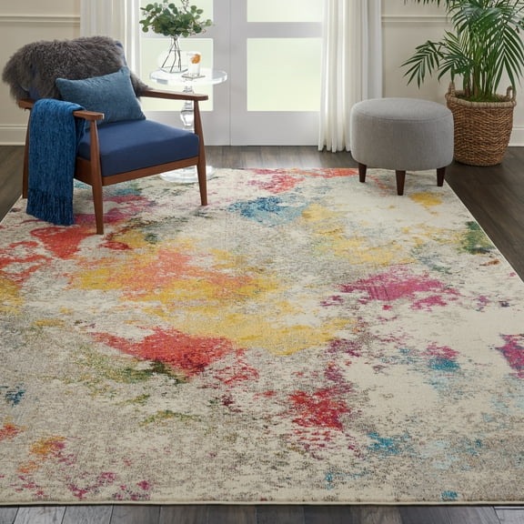 Nourison Celestial Abstract Ivory/Multicolor 7'10" x 10'6" Area Rug, (8x11)