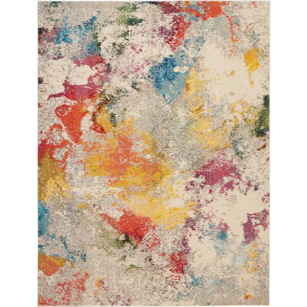 Ivory Abstract Hand-knotted 9' x 12' Synthetic Rug