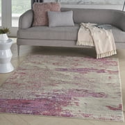 Nourison Celestial Abstract Ivory/Pink 5'3" x 7'3" Area Rug, (5x7)