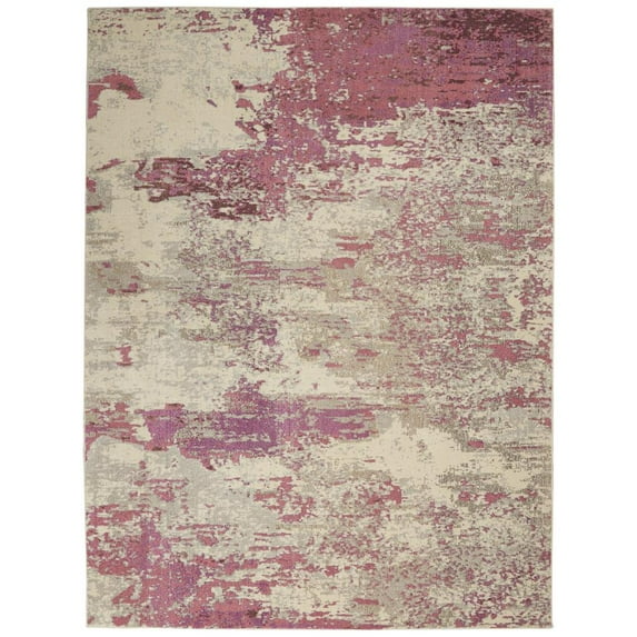 Nourison Celestial Abstract Ivory/Pink 6'7" x 9'7" Area Rug, (7x10)