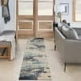 thumbnail image 1 of Nourison Celestial Abstract Ivory/Teal Blue 2'2" x 10' Area Rug, (2x10), 1 of 8