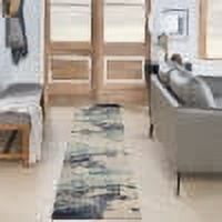 Nourison Celestial Abstract Ivory/Teal Blue 2'2" x 10' Area Rug, (2x10)
