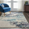 thumbnail image 1 of Nourison Celestial Abstract Ivory/Teal Blue 5'3" x 7'3" Area Rug, (5x7), 1 of 10