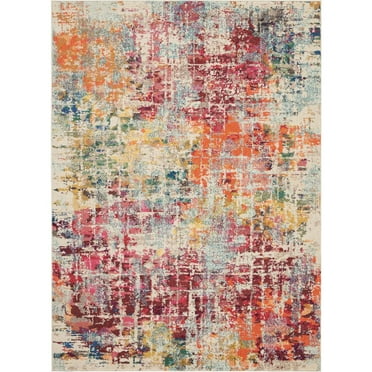Nourison Celestial Abstract Pink/Multicolor 5'3" x 7'3" Area Rug, (5x7)