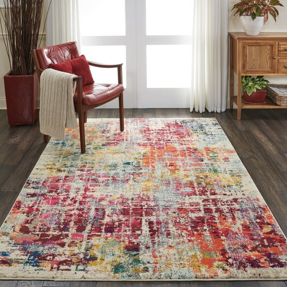 Nourison Celestial Abstract Pink/Multicolor 5'3" x 7'3" Area Rug, (5x7)
