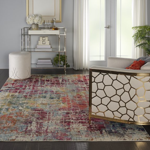 Nourison Celestial Abstract Pink/Multicolor 6'7" x 9'7" Area Rug, (7x10)