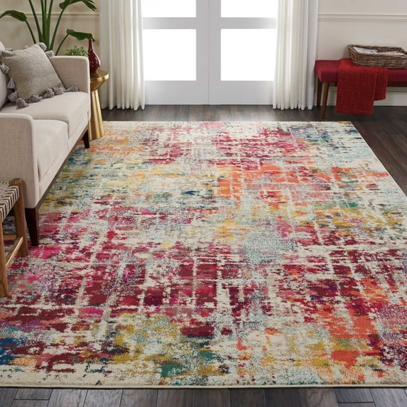Nourison Celestial Abstract Pink/Multicolor 7'10" x 10'6" Area Rug, (8x11)