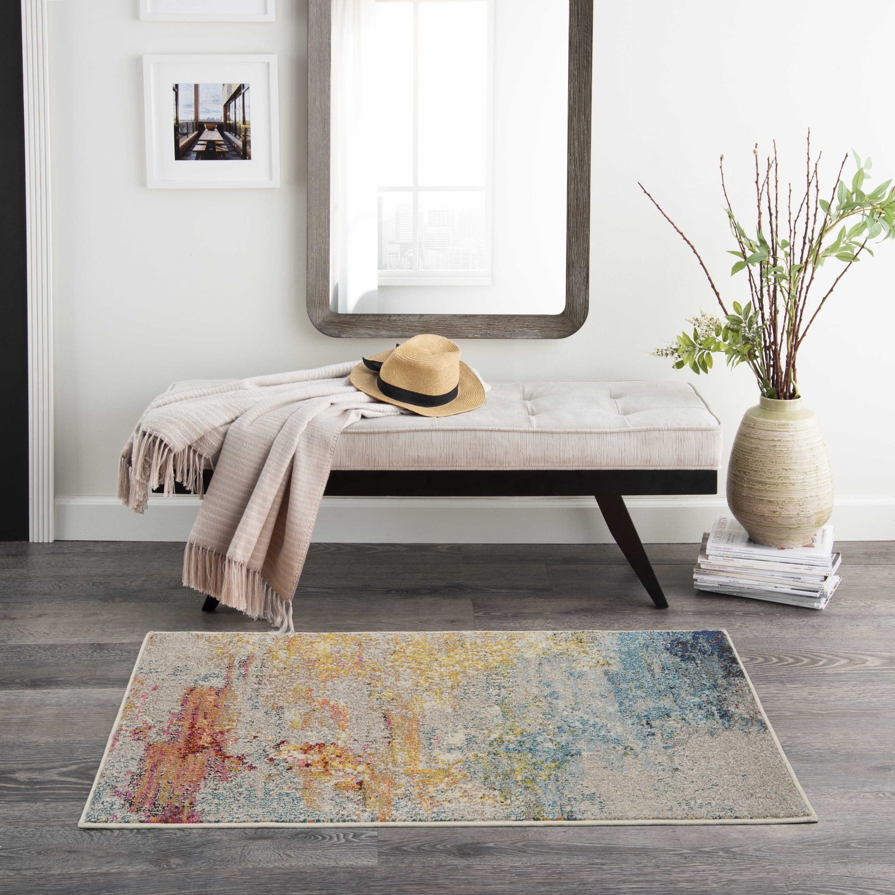 Celestial 2x4 Ft Med Grey Abstract Synthetic Rug