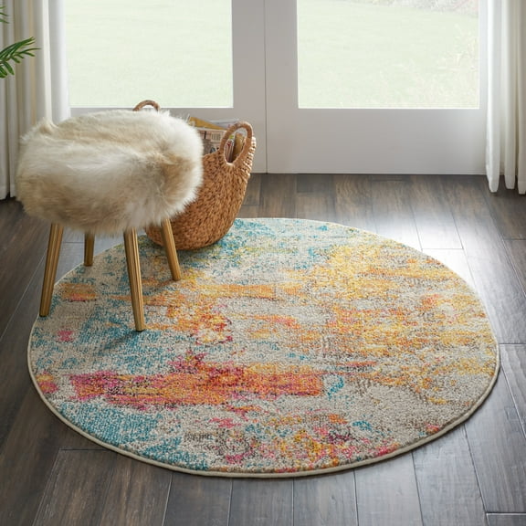 Nourison Celestial Abstract Sealife 4' x round Area Rug, (4 Round)