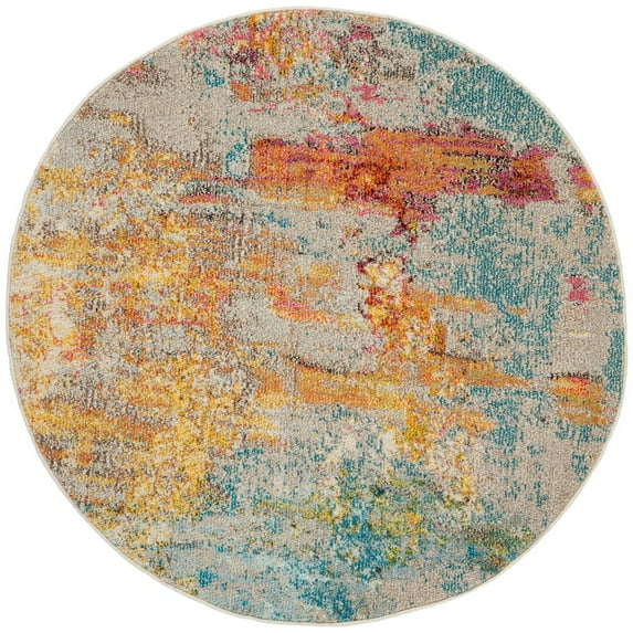 Nourison Celestial Abstract Sealife 5'3" x round Area Rug, (5 Round)