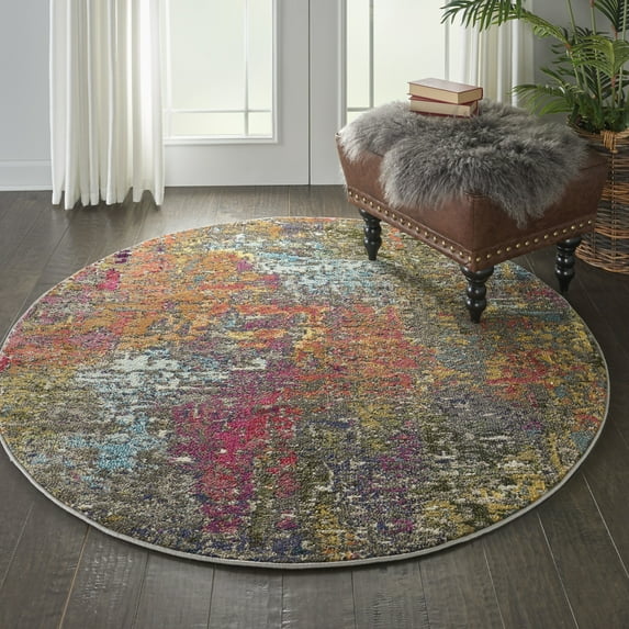Nourison Celestial Abstract Sunset 5'3" x round Area Rug, (5 Round)