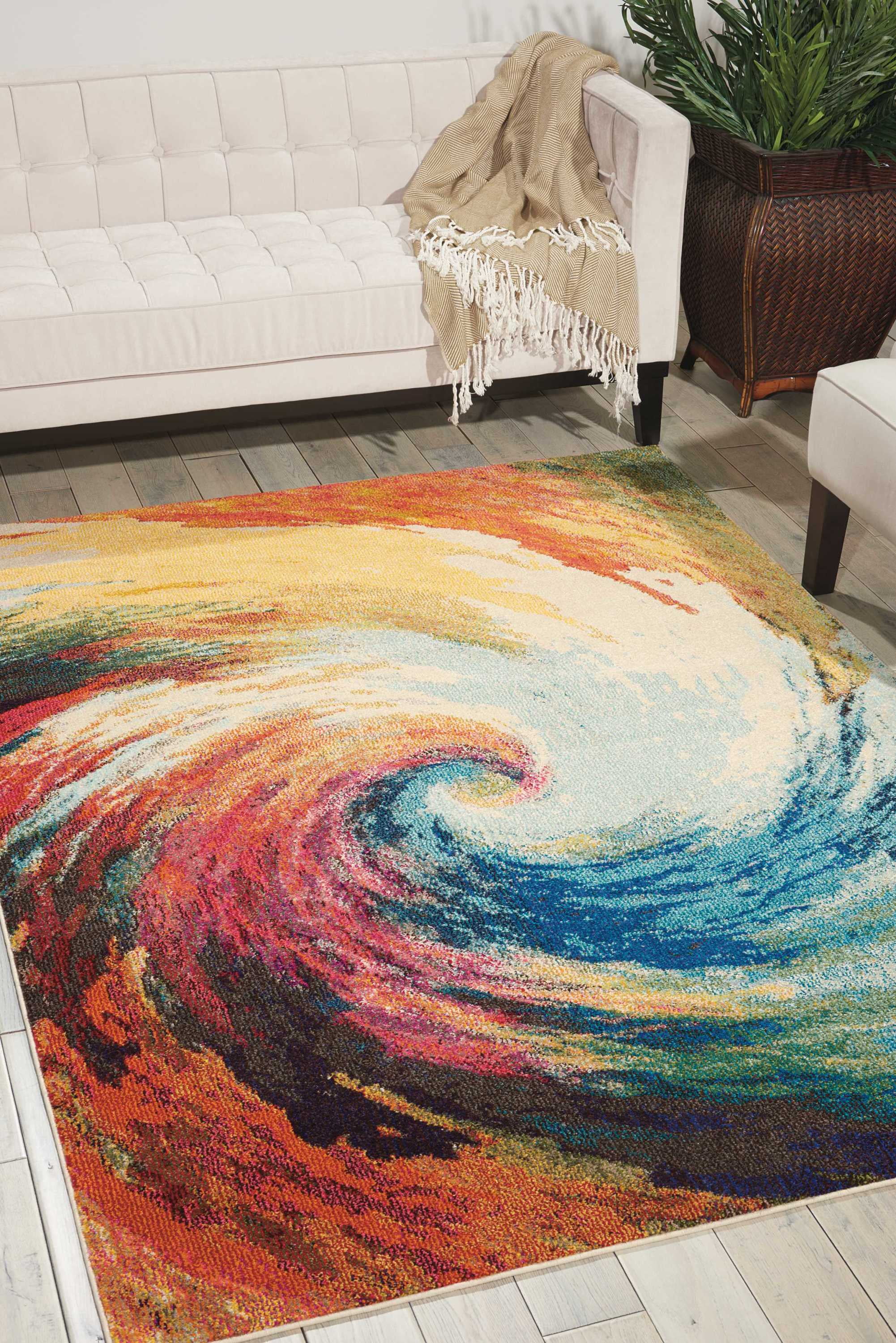 Cosmic Radiance Abstract Red 5' x 7' Synthetic Area Rug