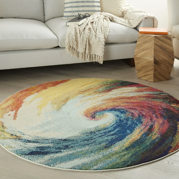 Nourison Celestial Abstract Wave 5'3" x ROUND Area Rug, (5 Round)