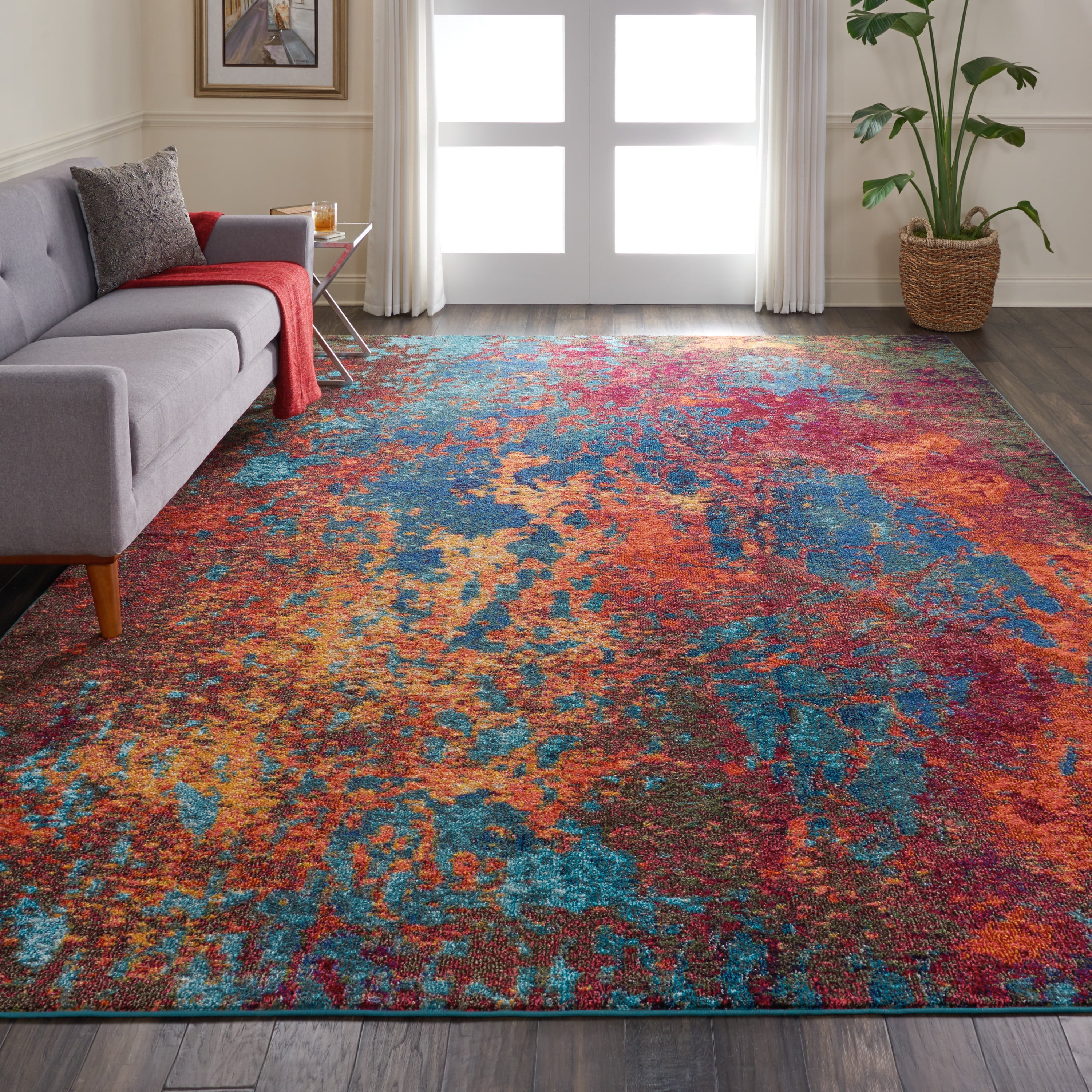 Celestial Atlantic Abstract Round Synthetic Rug 9' x 12'