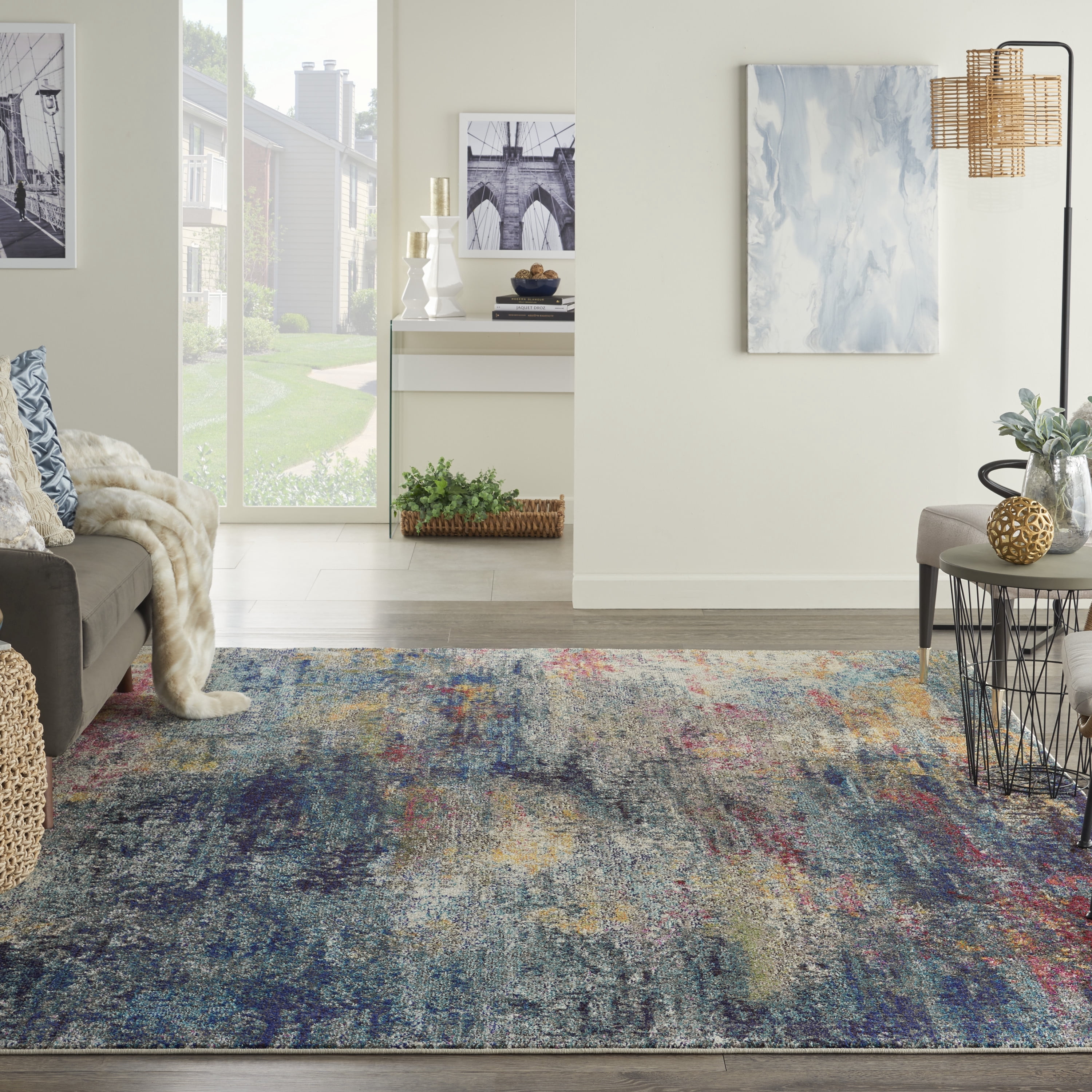 Nourison Celestial Modern Abstract Multicolor 6'7" x 9'7" Area Rug, (6x9)