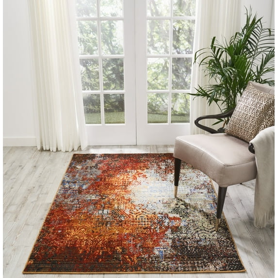 Nourison Chroma Colorful Abstract Ember Glow 4' x 6' Area Rug, (4x6)