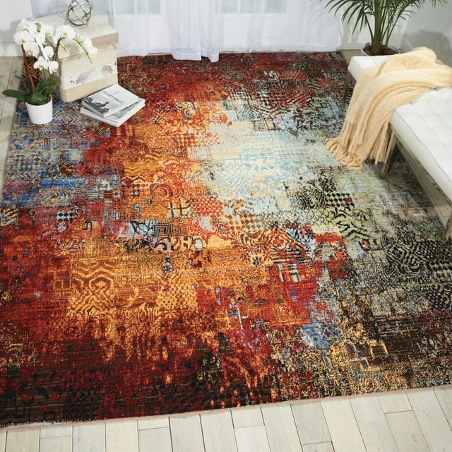 Nourison Chroma Colorful Abstract Ember Glow 8'6" x 11'6" Area Rug, (9x12)