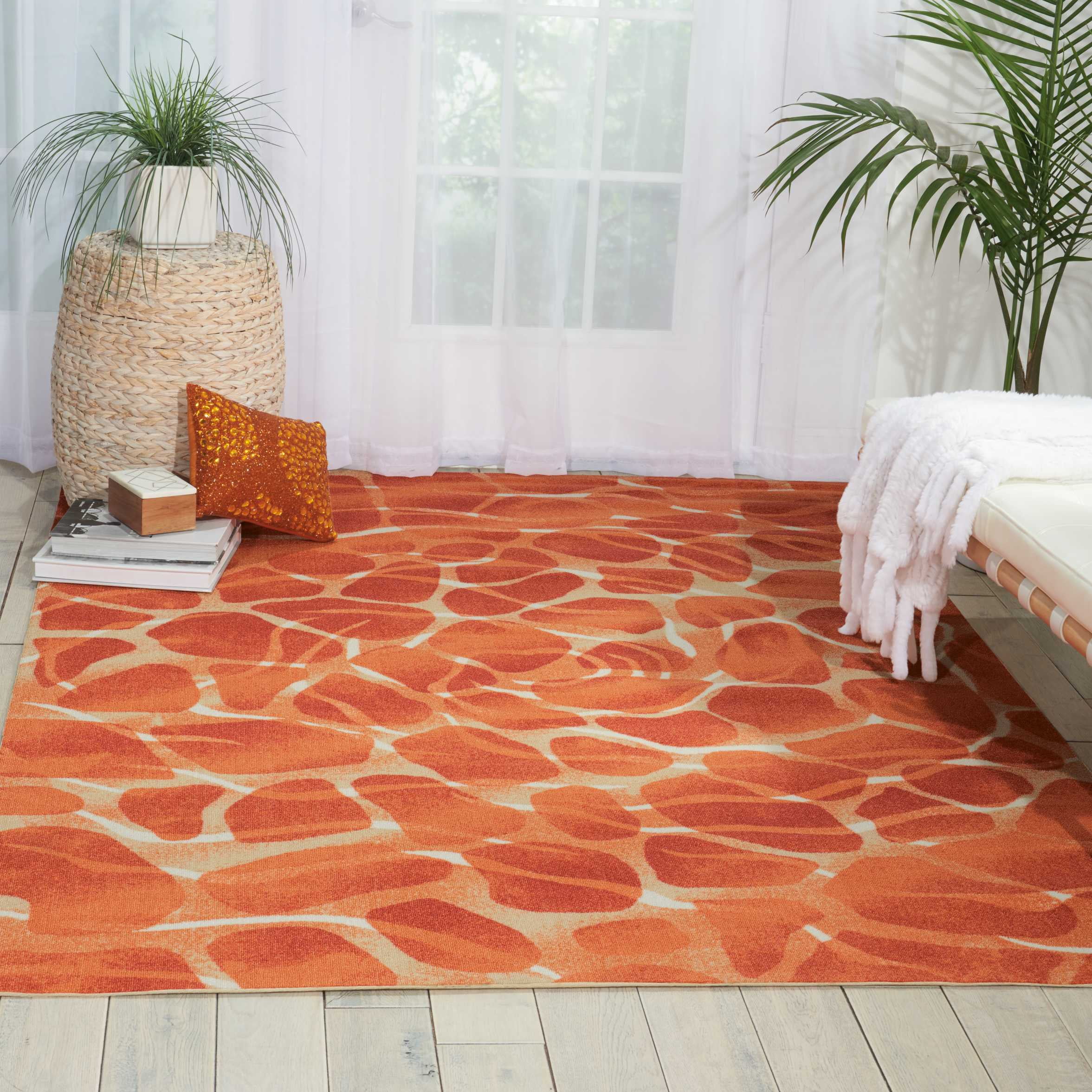 Nourison Coastal Indoor/Outdoor Orange 5'3