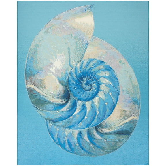 Nourison Color Splash 9'10" x 13'2" Blue Ivory Coastal, Nautical & Beach Indoor/Outdoor Rug
