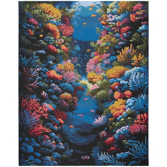 Nourison Color Splash 9'10" x 13'2" Multicolor Coastal, Nautical & Beach Indoor/Outdoor Rug