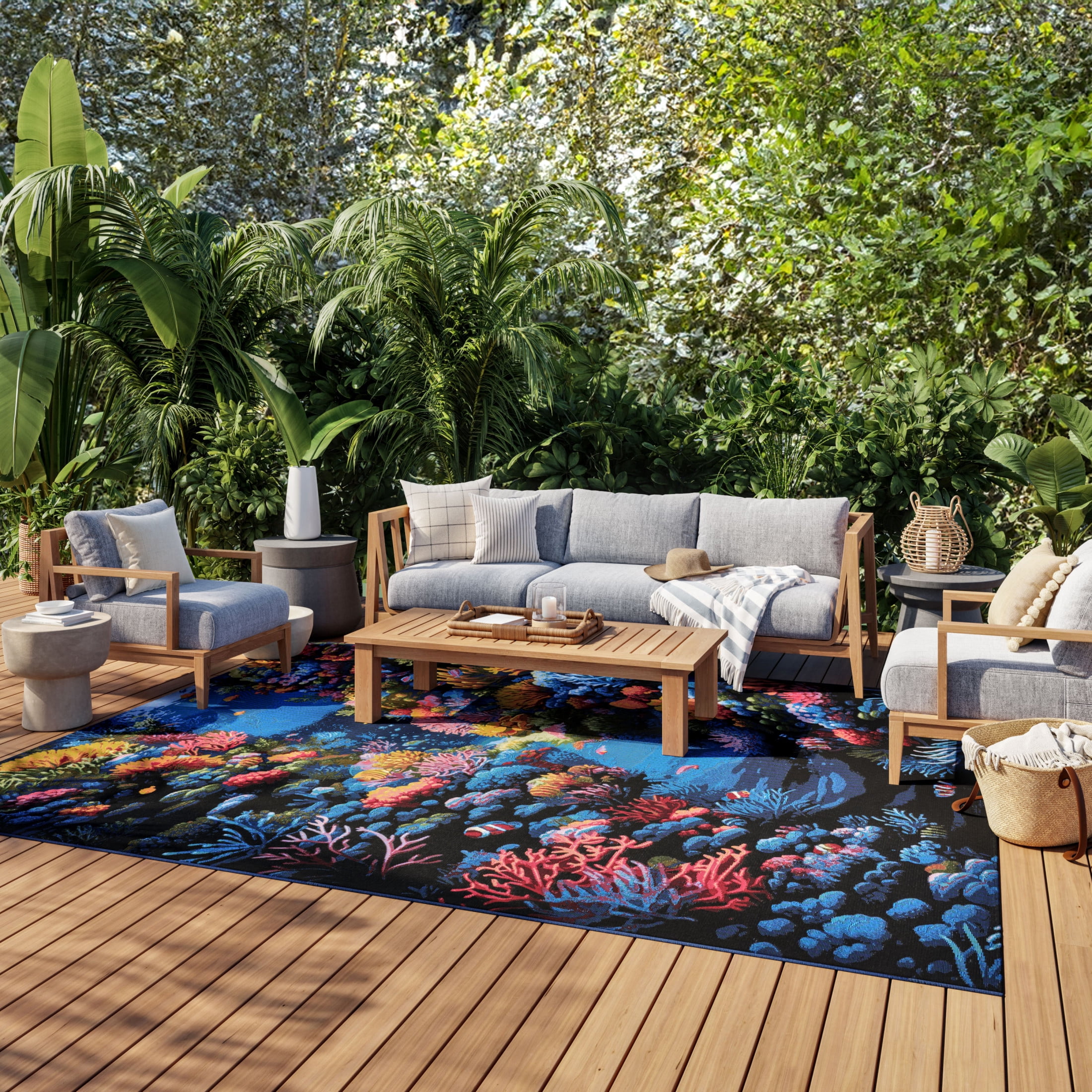 Nourison Color Splash 9'10" x 13'2" Multicolor Coastal, Nautical & Beach Rug