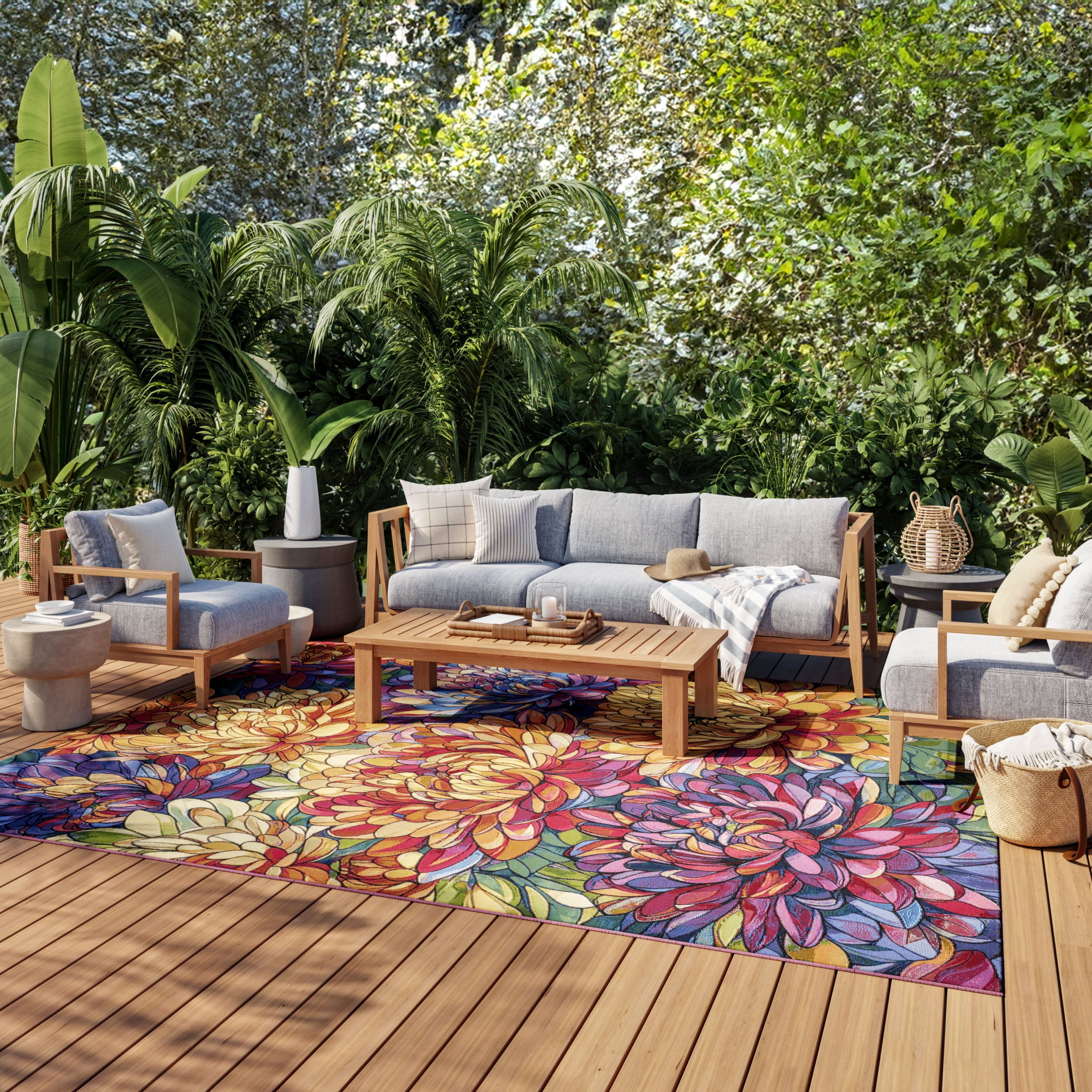 Nourison Color Splash 9' x 12' Multicolor Outdoor Rug