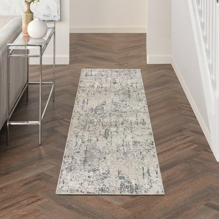 Nourison Concerto 2'2" x 6' Ivory Blue Grey Modern Indoor Rug