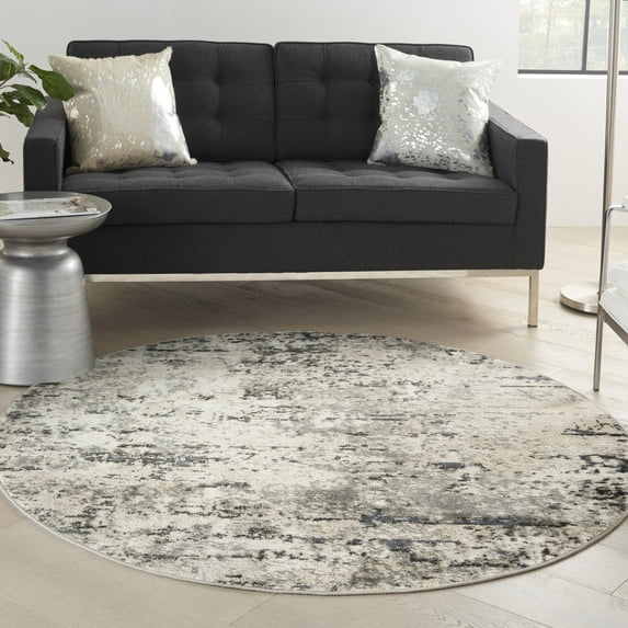Nourison Concerto 8' x Round Ivory Blue Grey Modern Indoor Rug